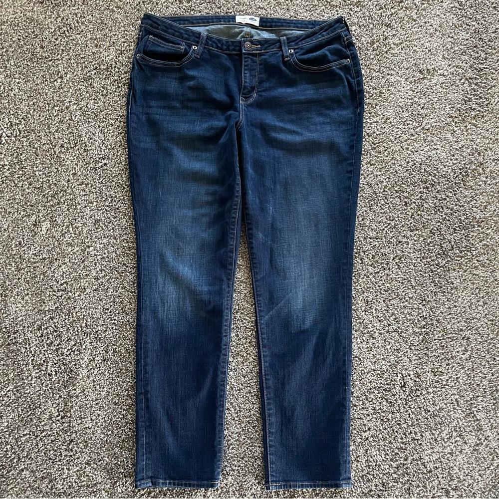 Old Navy Straight Leg Stretch Denim Jeans Dark Wash Womens Size 12 Regular